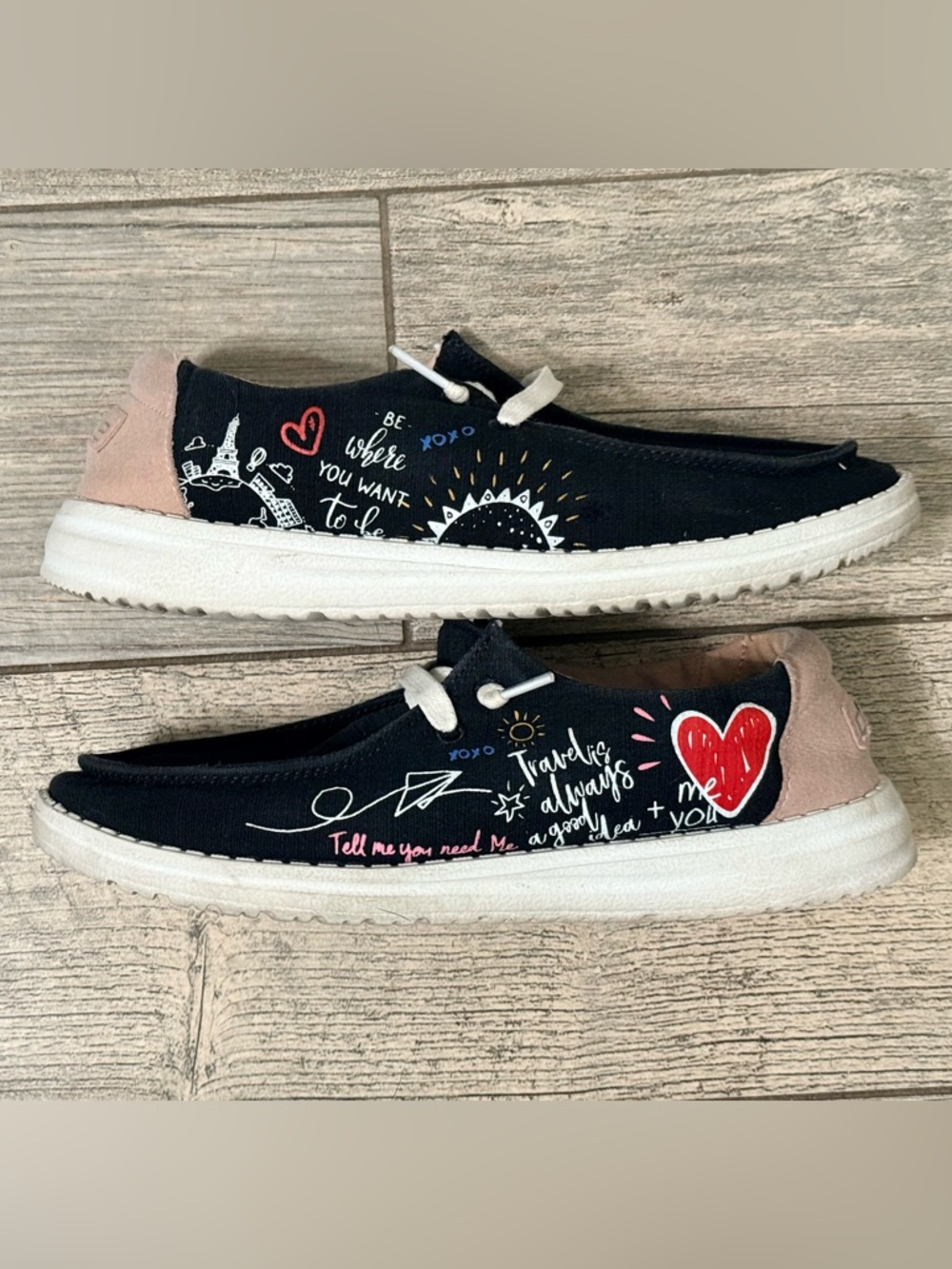 Hey Dude Wendy Doodle Black • Size 7 - Picture 2 of 4
